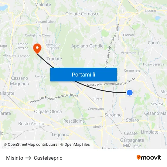 Misinto to Castelseprio map