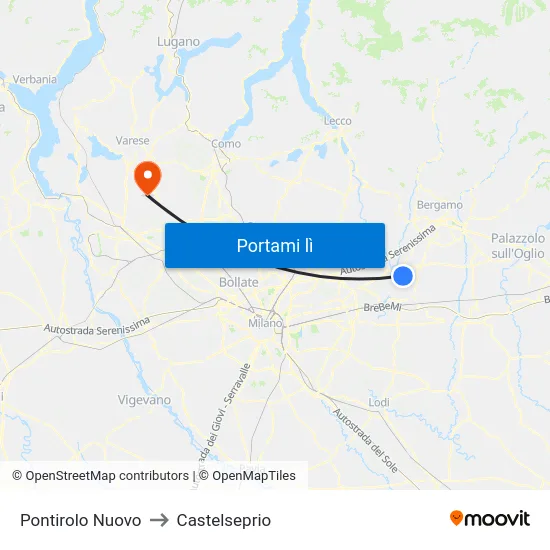 Pontirolo Nuovo to Castelseprio map