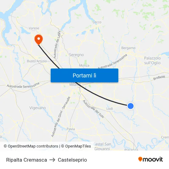 Ripalta Cremasca to Castelseprio map