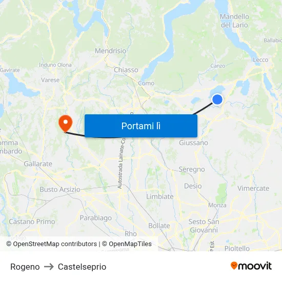 Rogeno to Castelseprio map