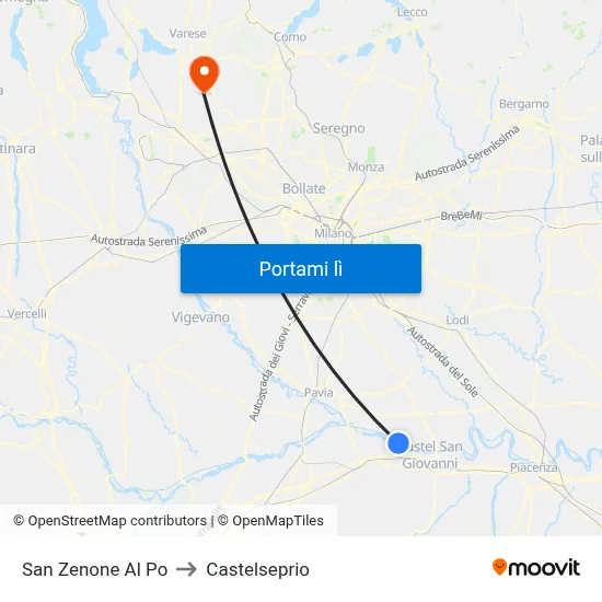 San Zenone Al Po to Castelseprio map