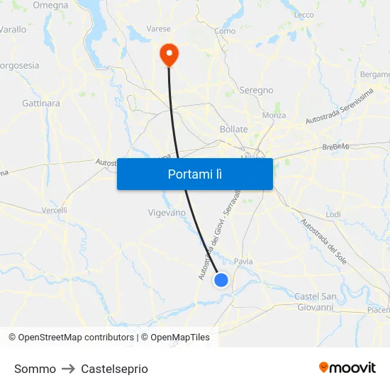 Sommo to Castelseprio map