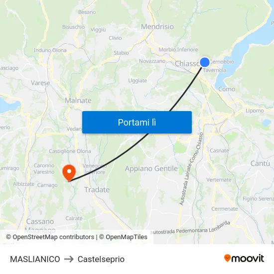 MASLIANICO to Castelseprio map