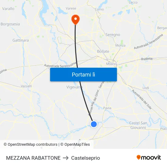 MEZZANA RABATTONE to Castelseprio map