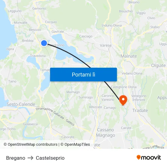 Bregano to Castelseprio map