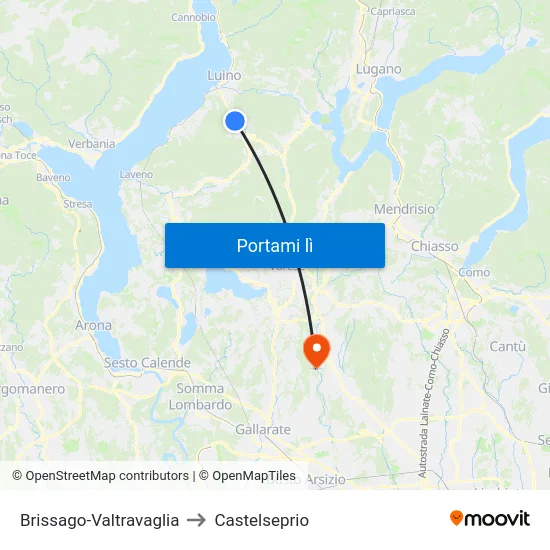 Brissago-Valtravaglia to Castelseprio map