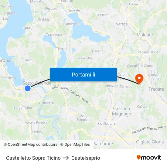 Castelletto Sopra Ticino to Castelseprio map