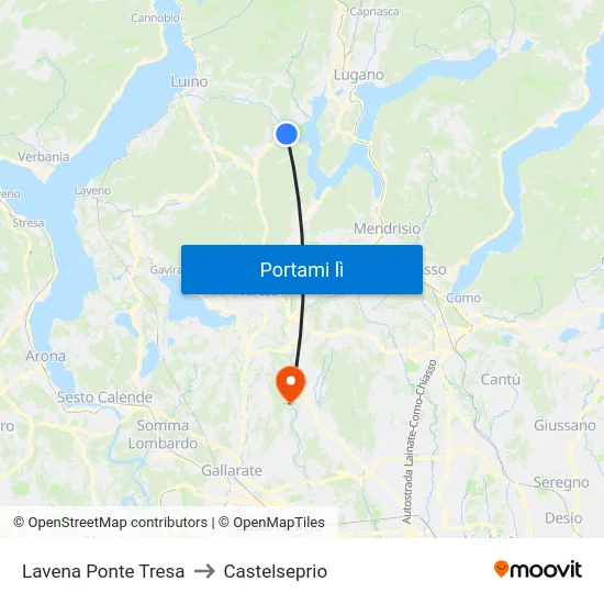 Lavena Ponte Tresa to Castelseprio map
