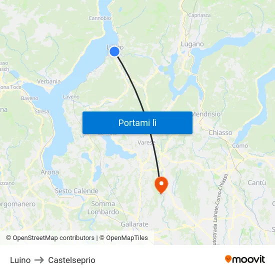 Luino to Castelseprio map