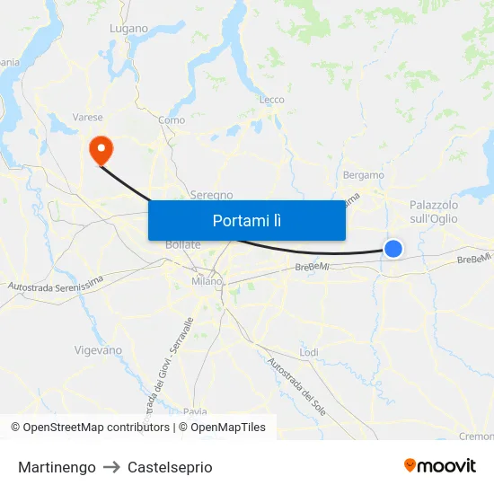 Martinengo to Castelseprio map