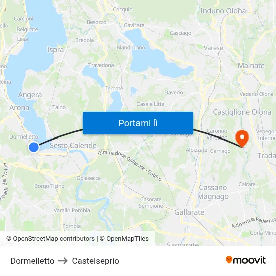 Dormelletto to Castelseprio map