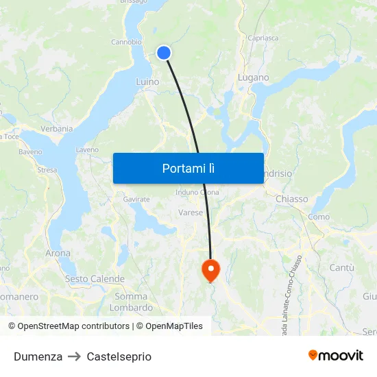 Dumenza to Castelseprio map