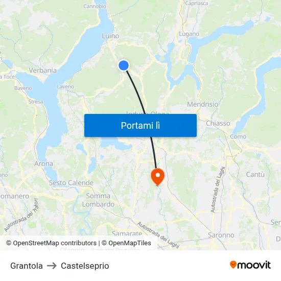 Grantola to Castelseprio map