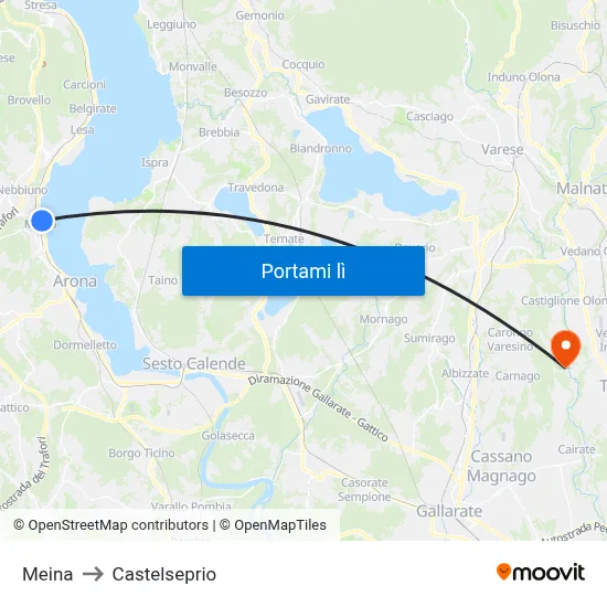 Meina to Castelseprio map