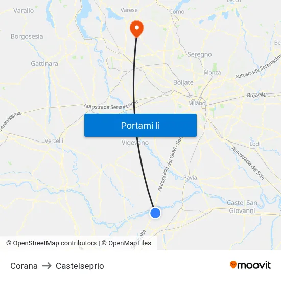 Corana to Castelseprio map