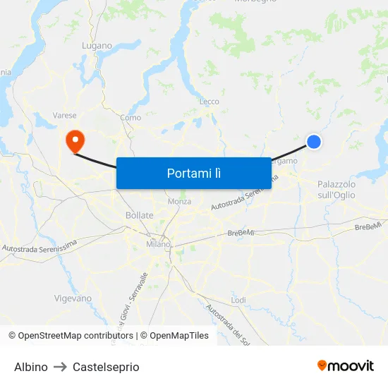Albino to Castelseprio map