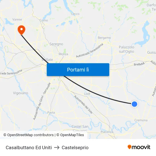 Casalbuttano Ed Uniti to Castelseprio map