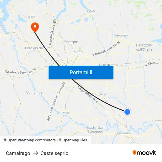 Camairago to Castelseprio map