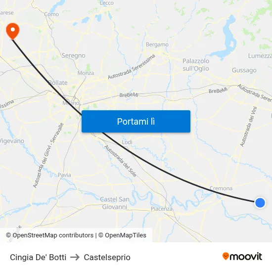 Cingia De' Botti to Castelseprio map