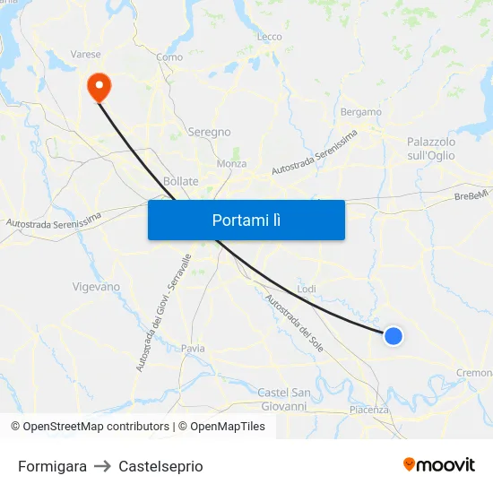 Formigara to Castelseprio map