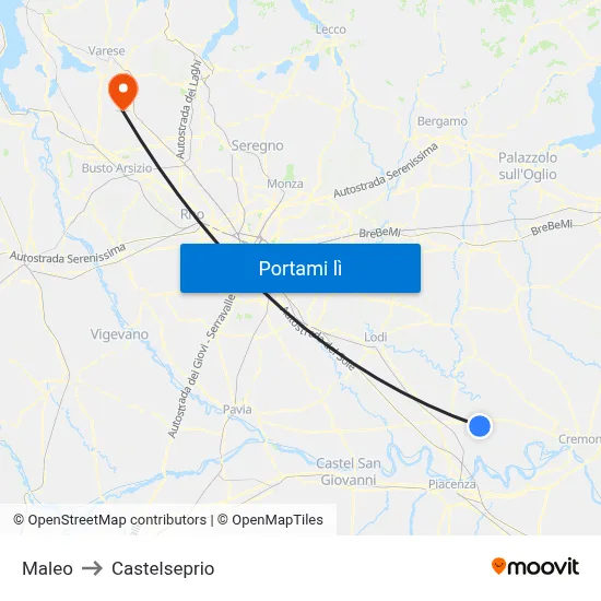 Maleo to Castelseprio map