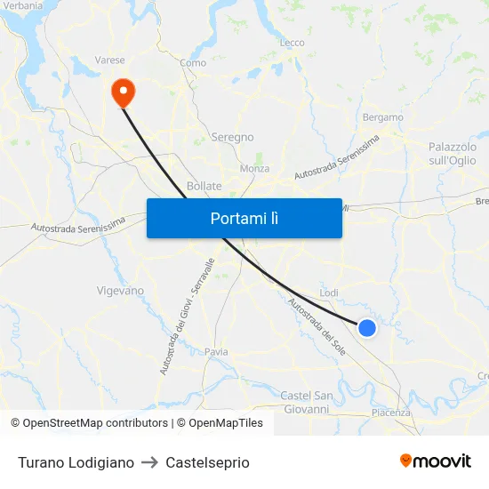 Turano Lodigiano to Castelseprio map