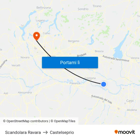 Scandolara Ravara to Castelseprio map