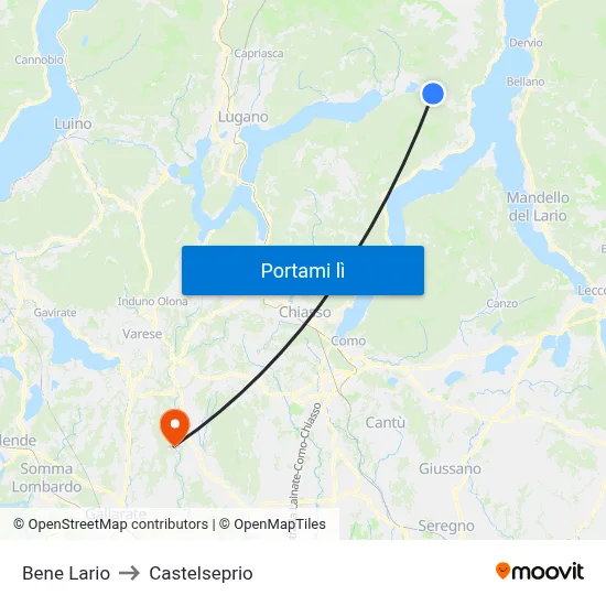 Bene Lario to Castelseprio map