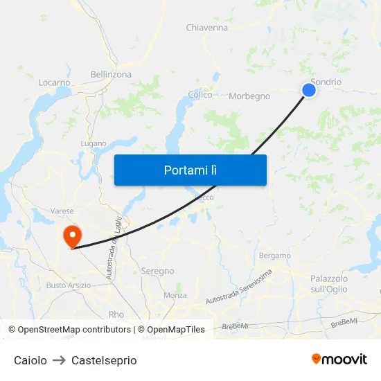 Caiolo to Castelseprio map