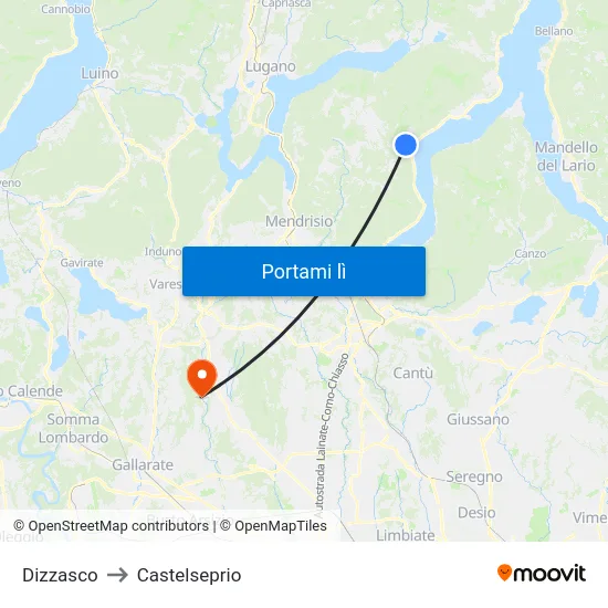 Dizzasco to Castelseprio map