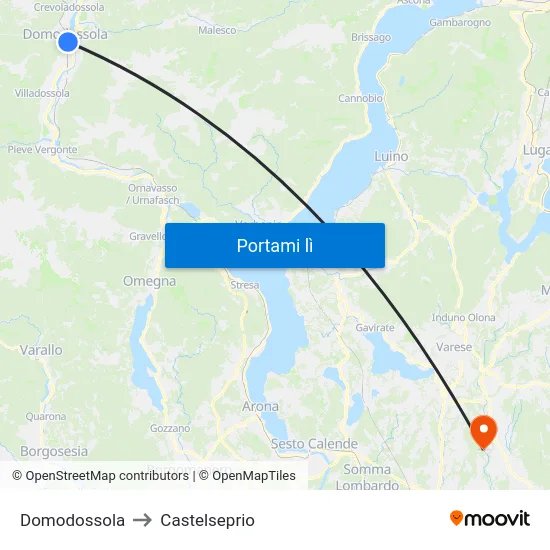 Domodossola to Castelseprio map