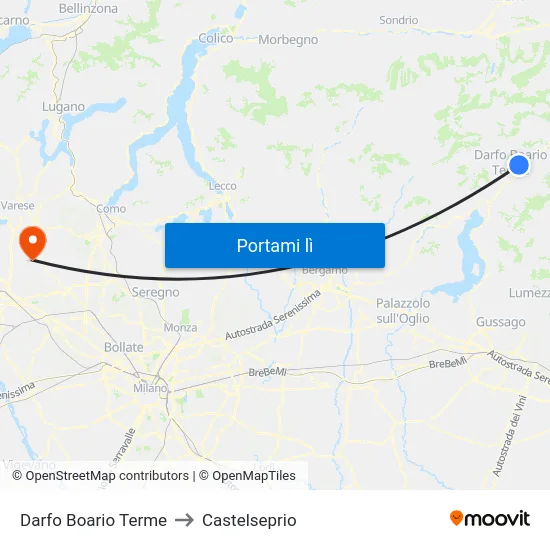 Darfo Boario Terme to Castelseprio map