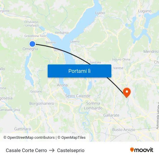 Casale Corte Cerro to Castelseprio map