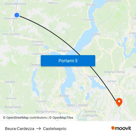 Beura-Cardezza to Castelseprio map