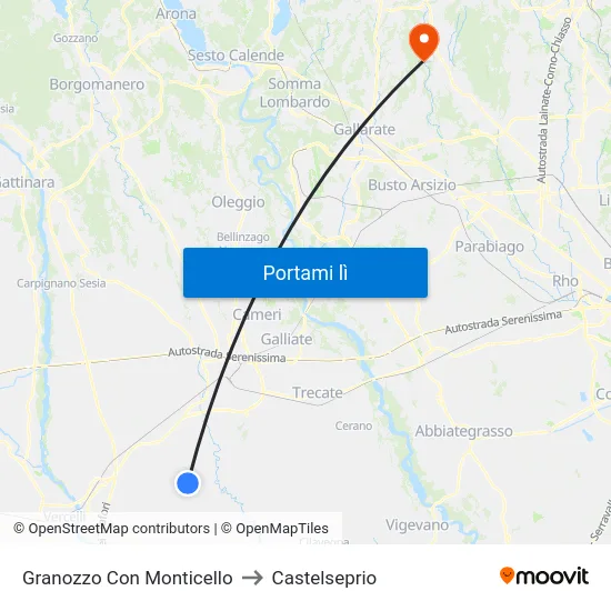 Granozzo Con Monticello to Castelseprio map