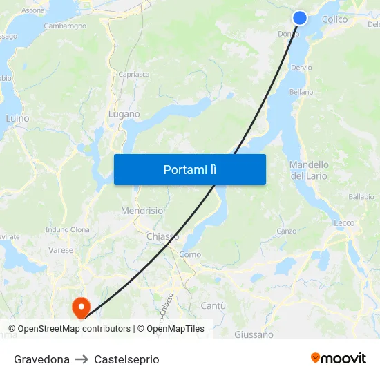 Gravedona to Castelseprio map