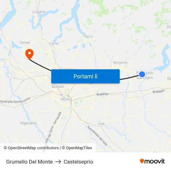 Grumello Del Monte to Castelseprio map