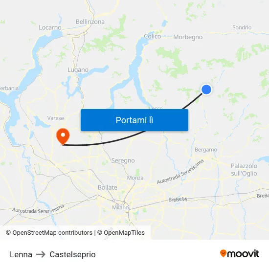 Lenna to Castelseprio map