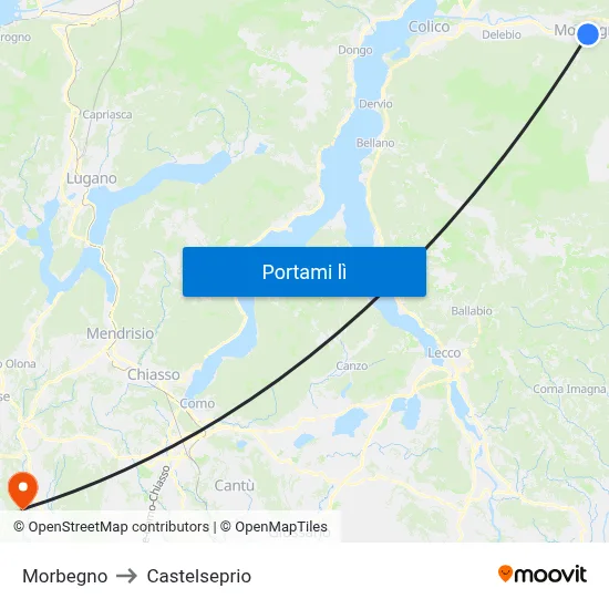 Morbegno to Castelseprio map