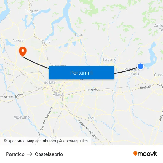 Paratico to Castelseprio map