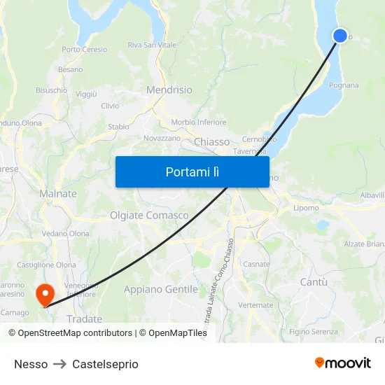 Nesso to Castelseprio map