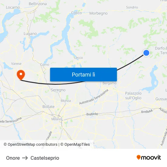 Onore to Castelseprio map