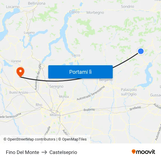 Fino Del Monte to Castelseprio map