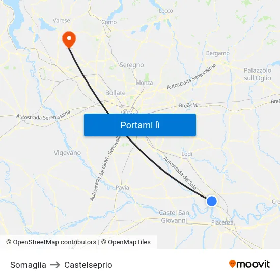 Somaglia to Castelseprio map