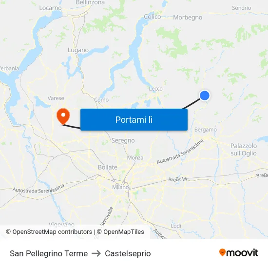 San Pellegrino Terme to Castelseprio map