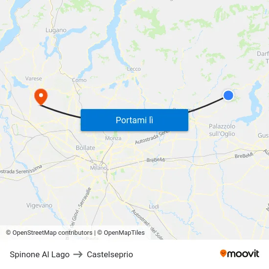 Spinone Al Lago to Castelseprio map