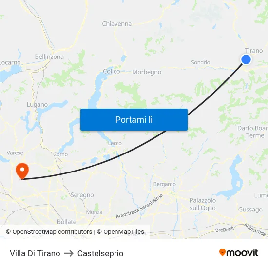 Villa Di Tirano to Castelseprio map