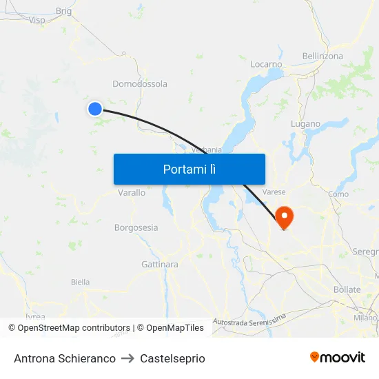 Antrona Schieranco to Castelseprio map