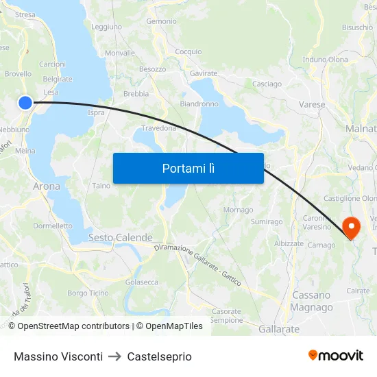 Massino Visconti to Castelseprio map