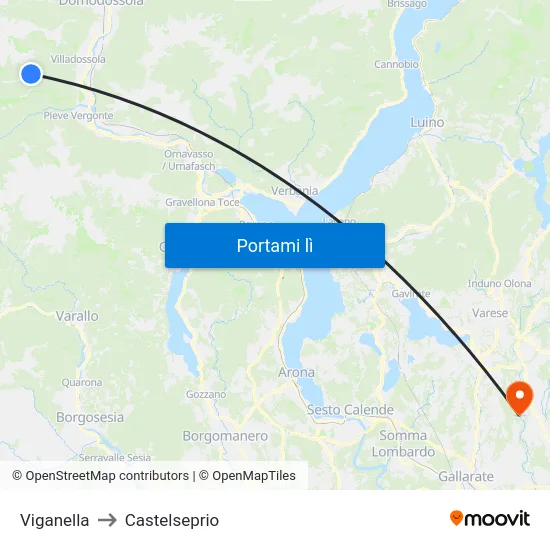 Viganella to Castelseprio map